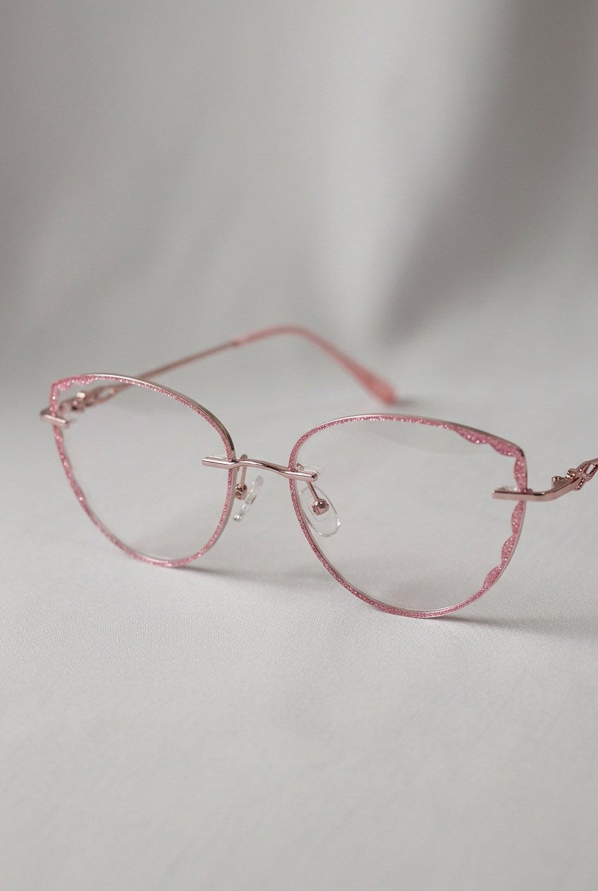 SHIMMERING SCALLOPED RIMLESS STATEMENT EYEWEAR