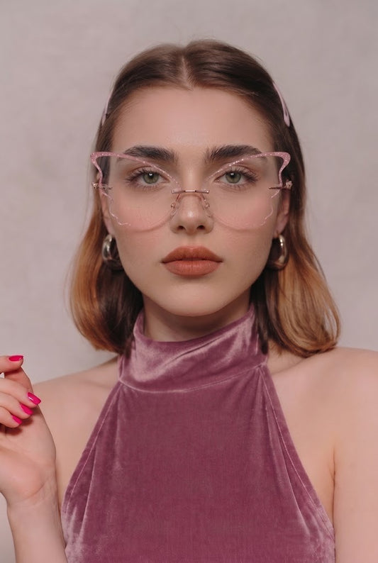 SHIMMERING BUTTERFLY WING RIMLESS STATEMENT EYEWEAR