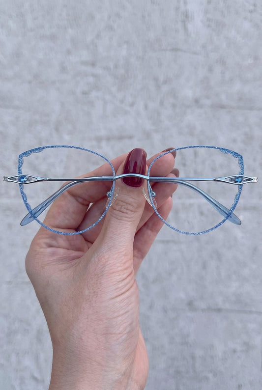SHIMMERING SCALLOPED RIMLESS STATEMENT EYEWEAR