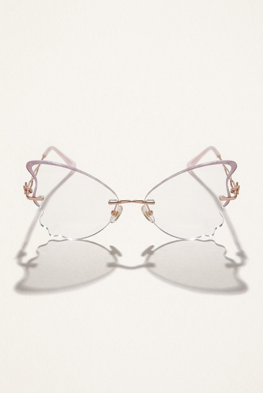 SHIMMERING BUTTERFLY WING RIMLESS STATEMENT EYEWEAR
