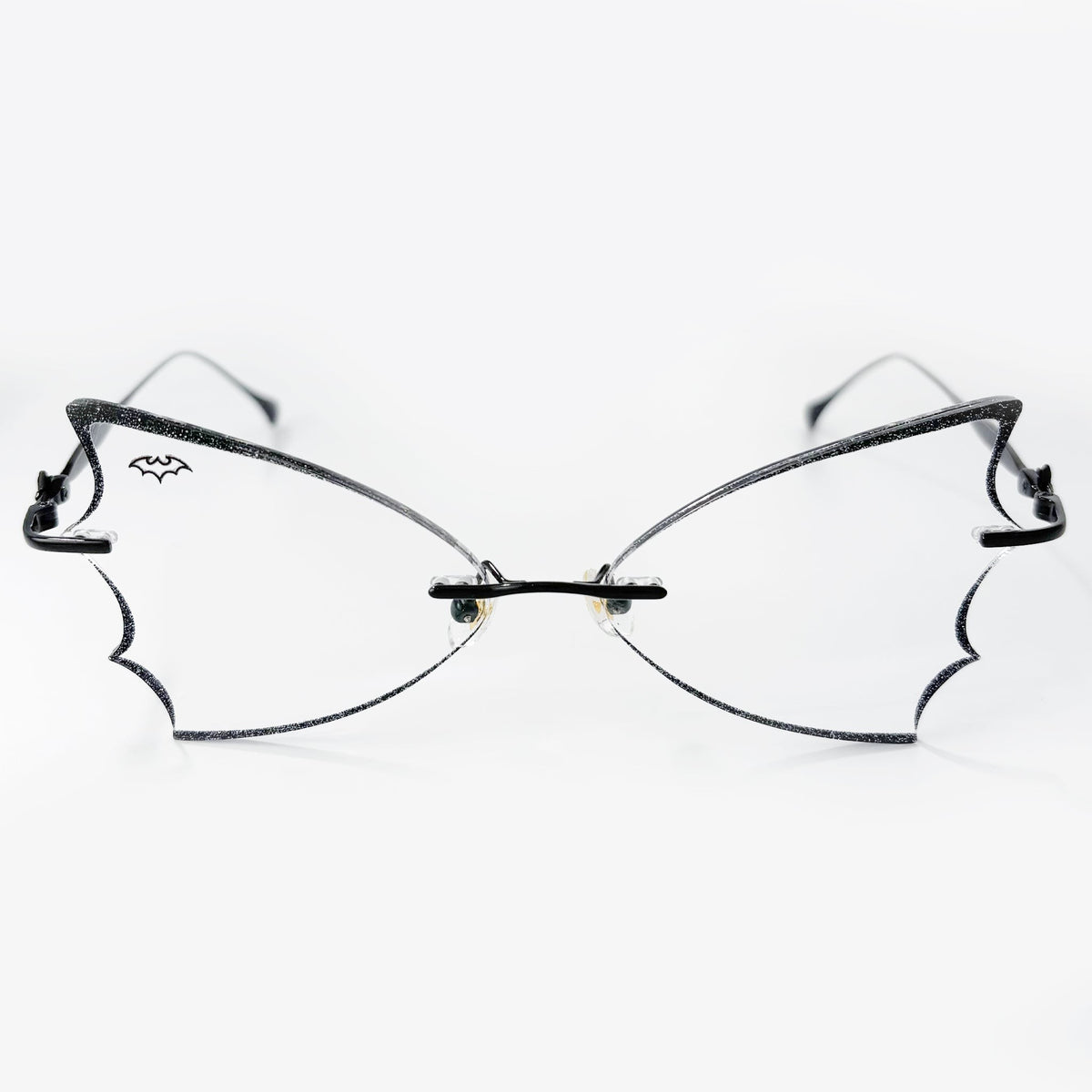 BAT WING RIMLESS EYEWEAR WITH GLITTER ACCENTS