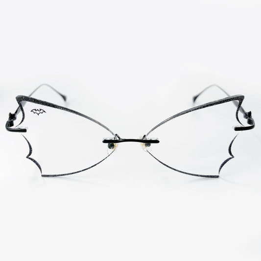 BAT WING RIMLESS EYEWEAR WITH GLITTER ACCENTS