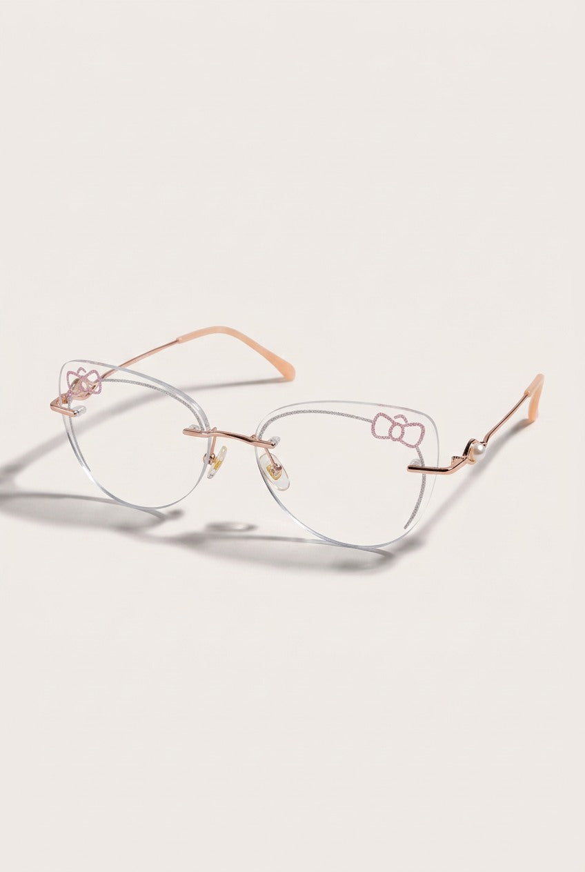 SPARKLING BOW ACCENT RIMLESS EYEWEAR