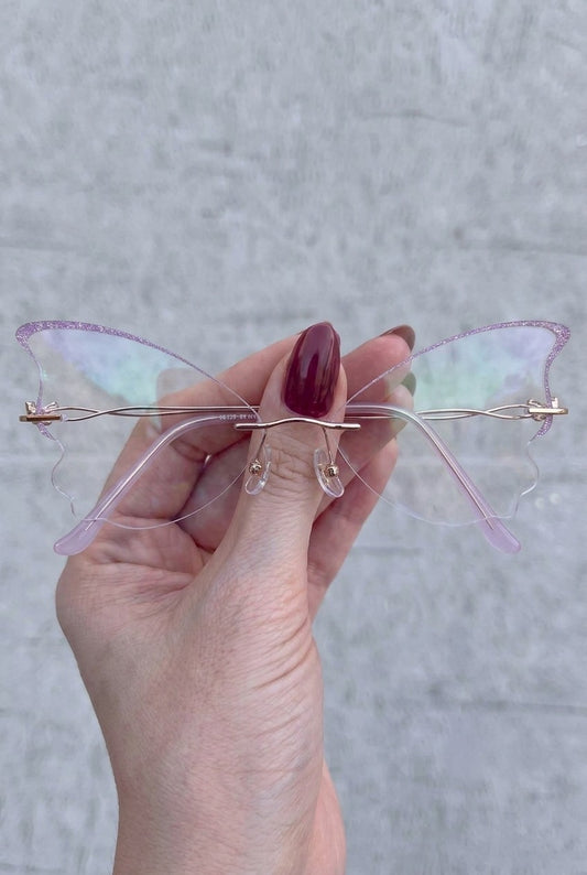 SHIMMERING BUTTERFLY WING RIMLESS STATEMENT EYEWEAR