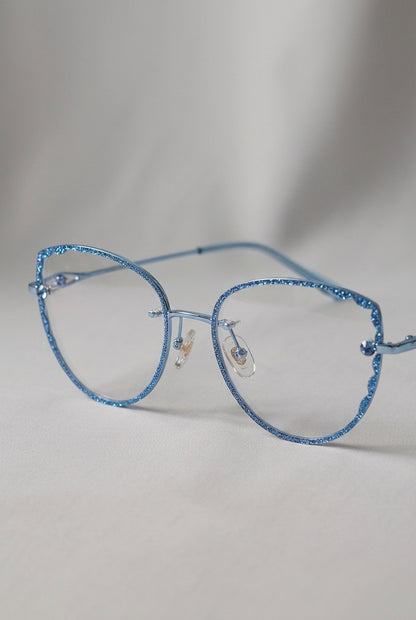 SHIMMERING SCALLOPED RIMLESS STATEMENT EYEWEAR