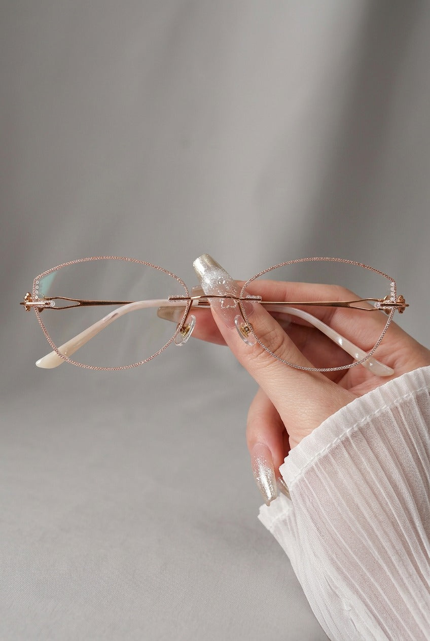 SPARKLING RIMLESS GEOMETRIC EYEWEAR