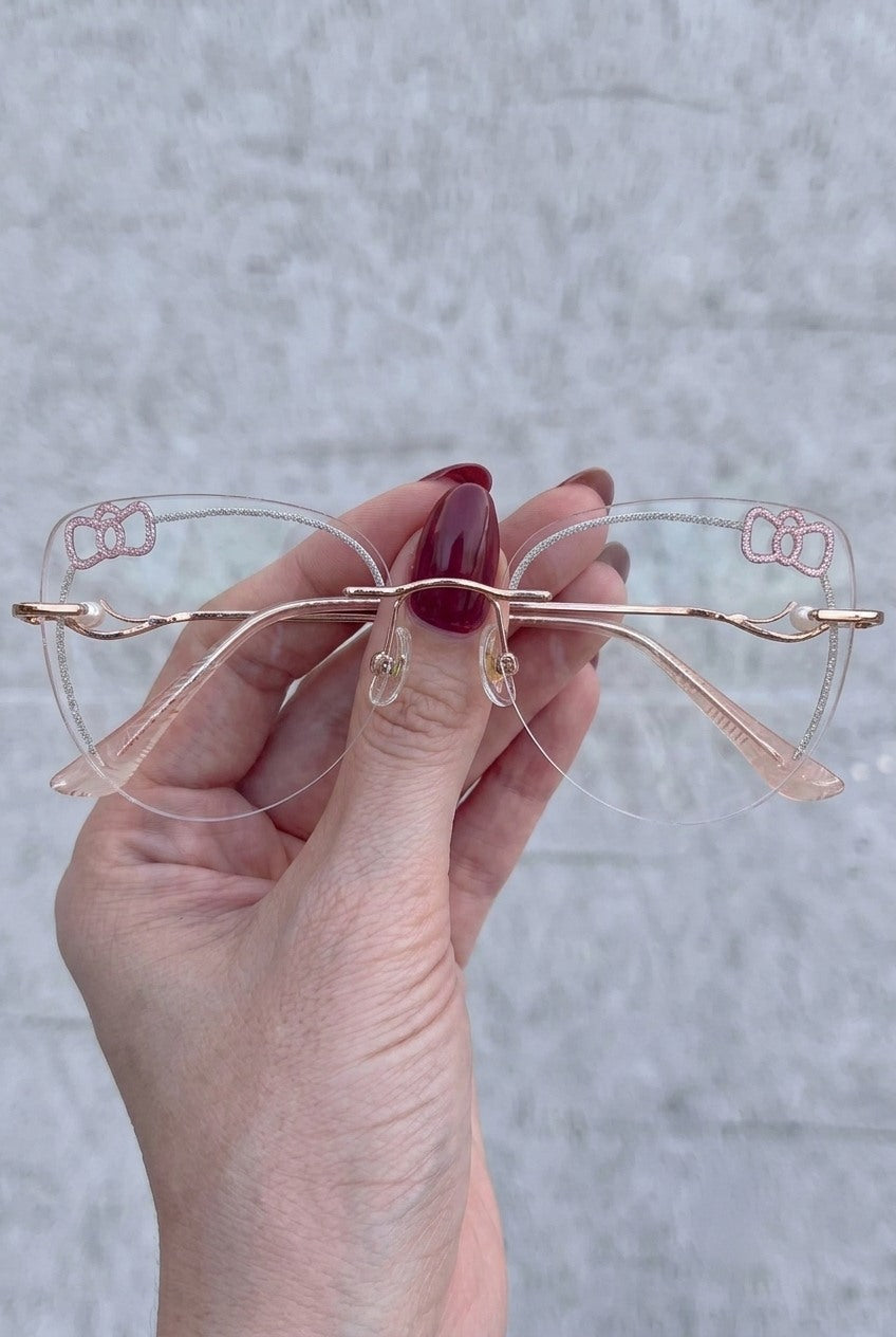 SPARKLING BOW ACCENT RIMLESS EYEWEAR