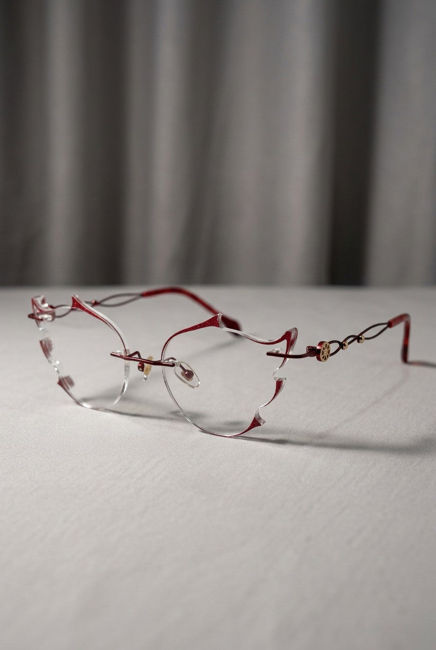 SCULPTED RIMLESSEYEWEAR WITH GLITTER ACCENTS