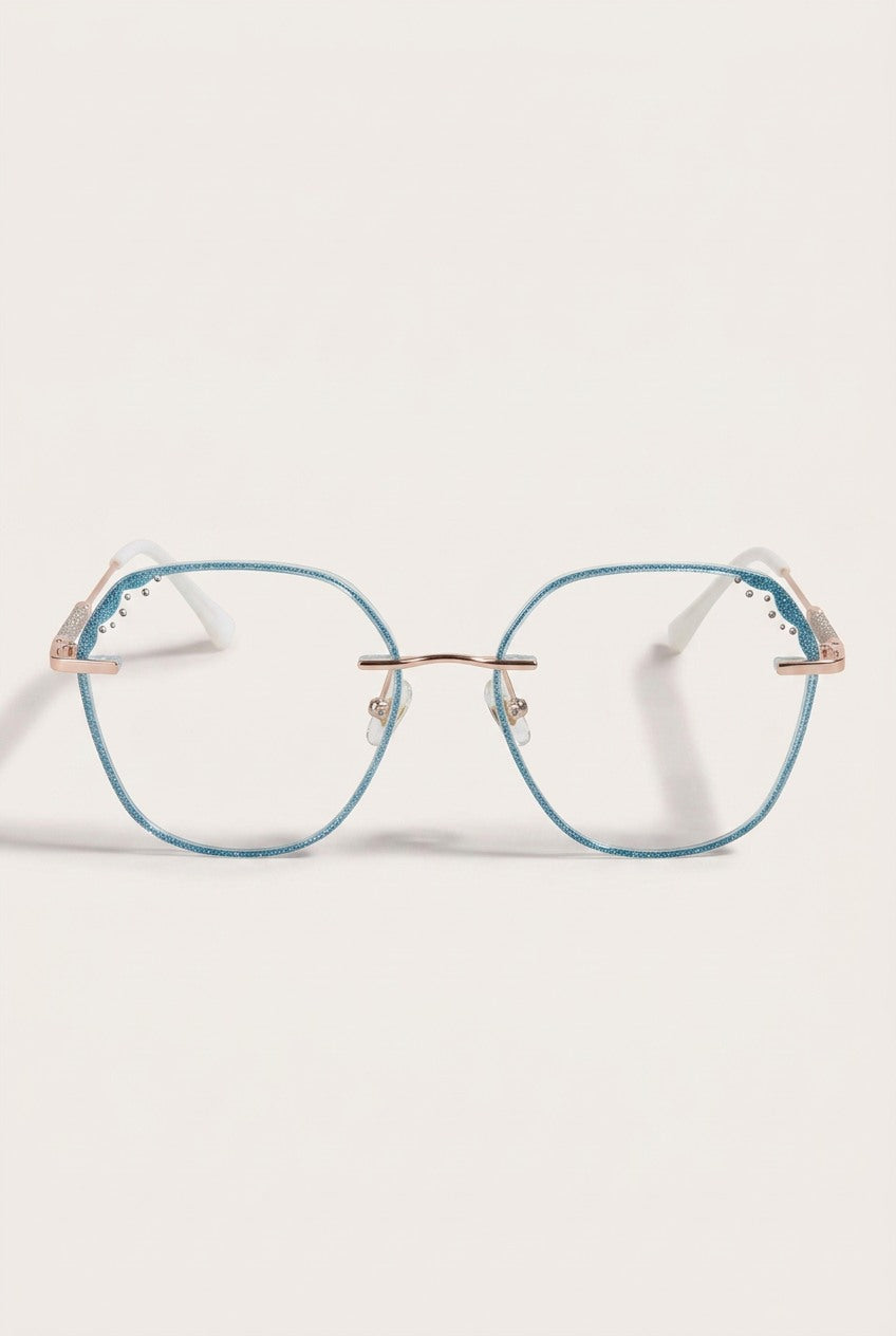SPARKLING ACCENT GEOMETRIC RIMLESS EYEWEAR