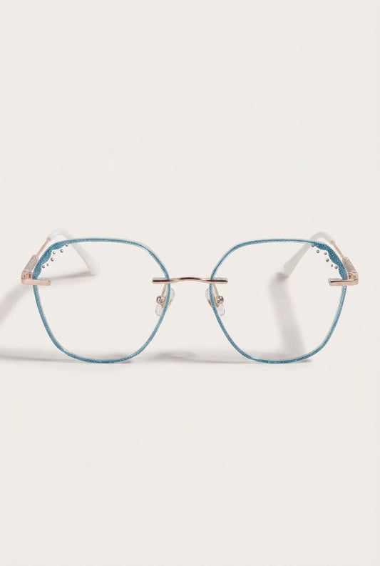 SPARKLING ACCENT GEOMETRIC RIMLESS EYEWEAR