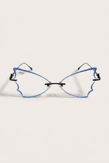 BAT WING RIMLESS EYEWEAR WITH GLITTER ACCENTS