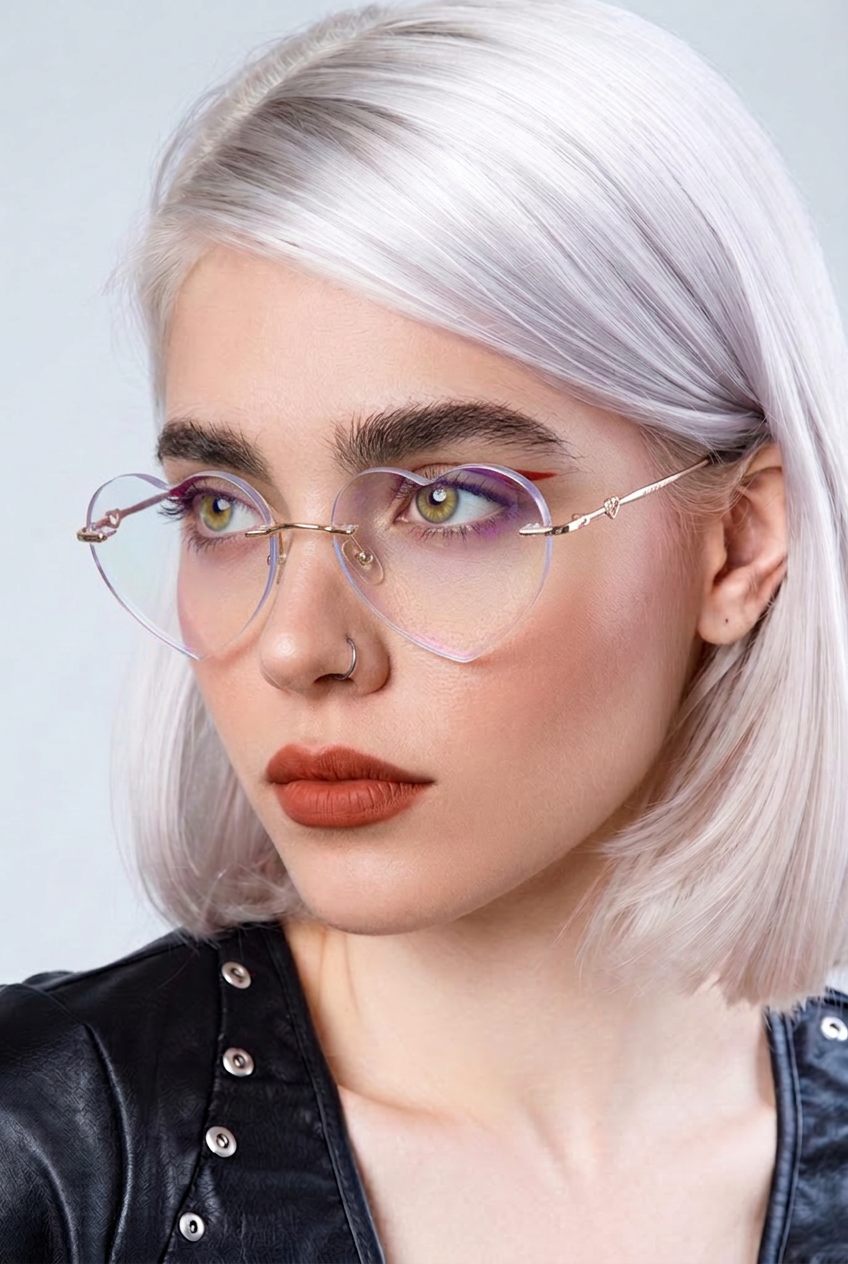 FACETED HEART RIMLESSSTATEMENT EYEWEAR