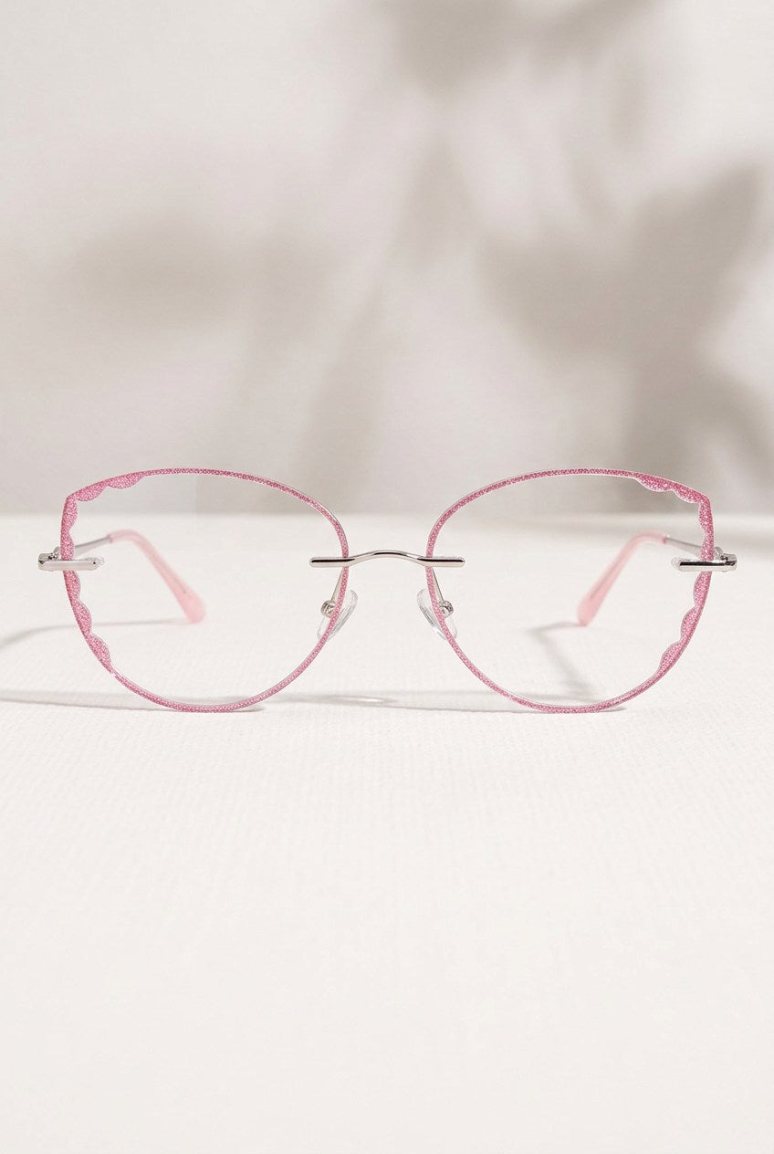 SHIMMERING SCALLOPED RIMLESS STATEMENT EYEWEAR