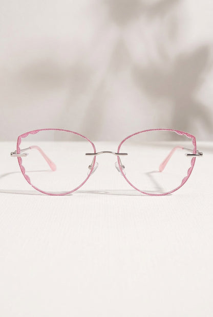 SHIMMERING SCALLOPED RIMLESS STATEMENT EYEWEAR