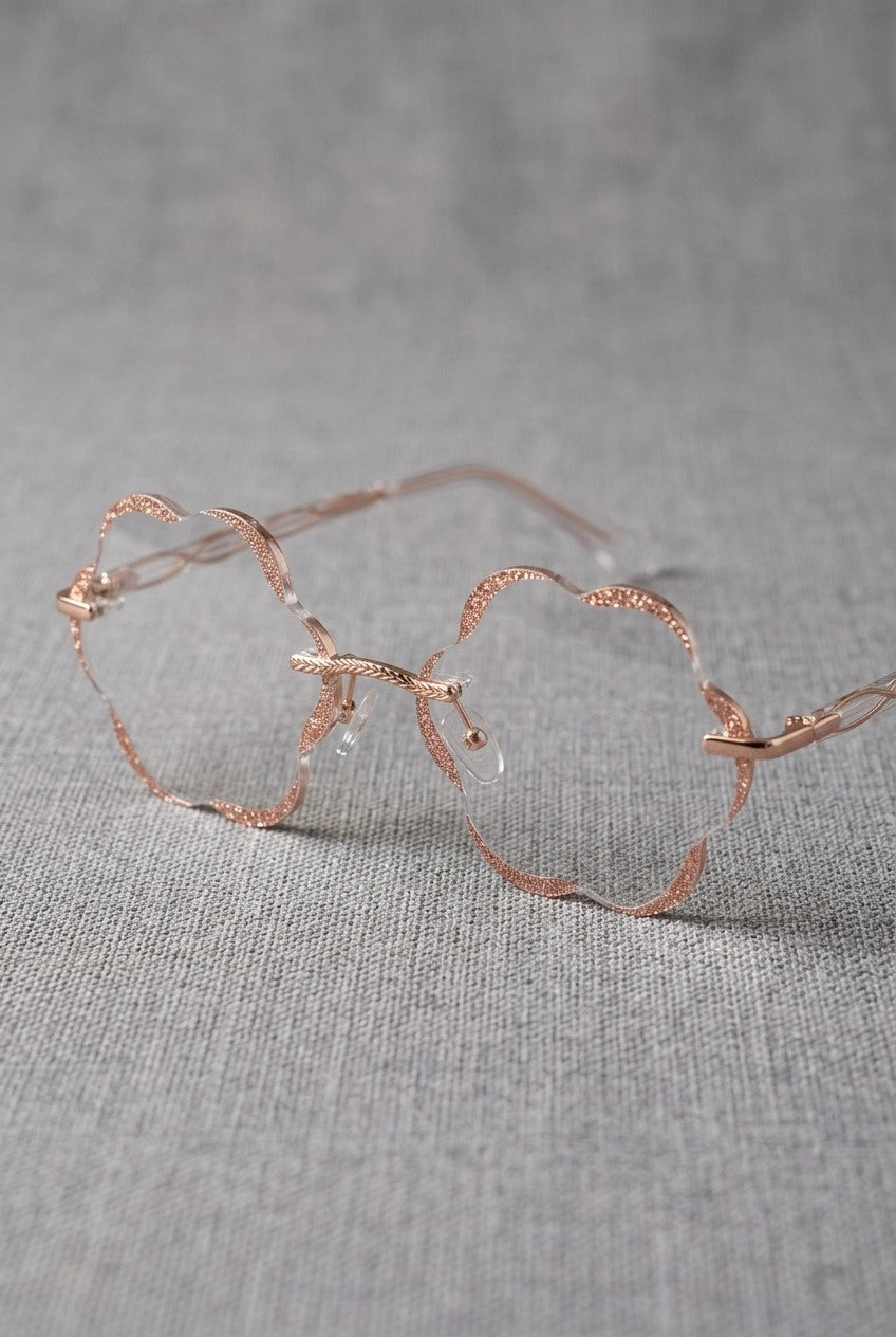 SPARKLING SCALLOPED RIMLESS EYEWEAR