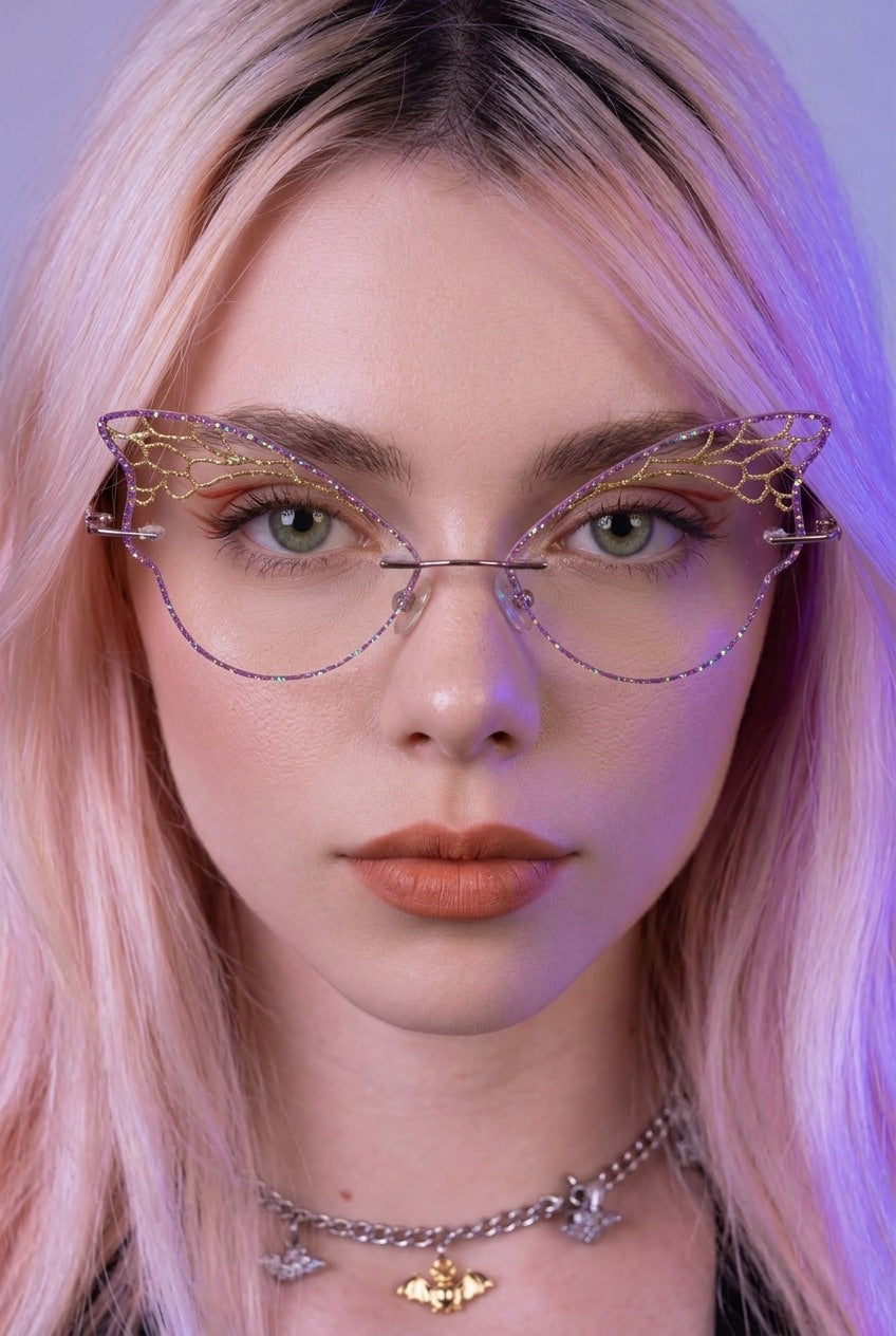 ETHEREAL BUTTERFLY WING RIMLESS EYEWEAR