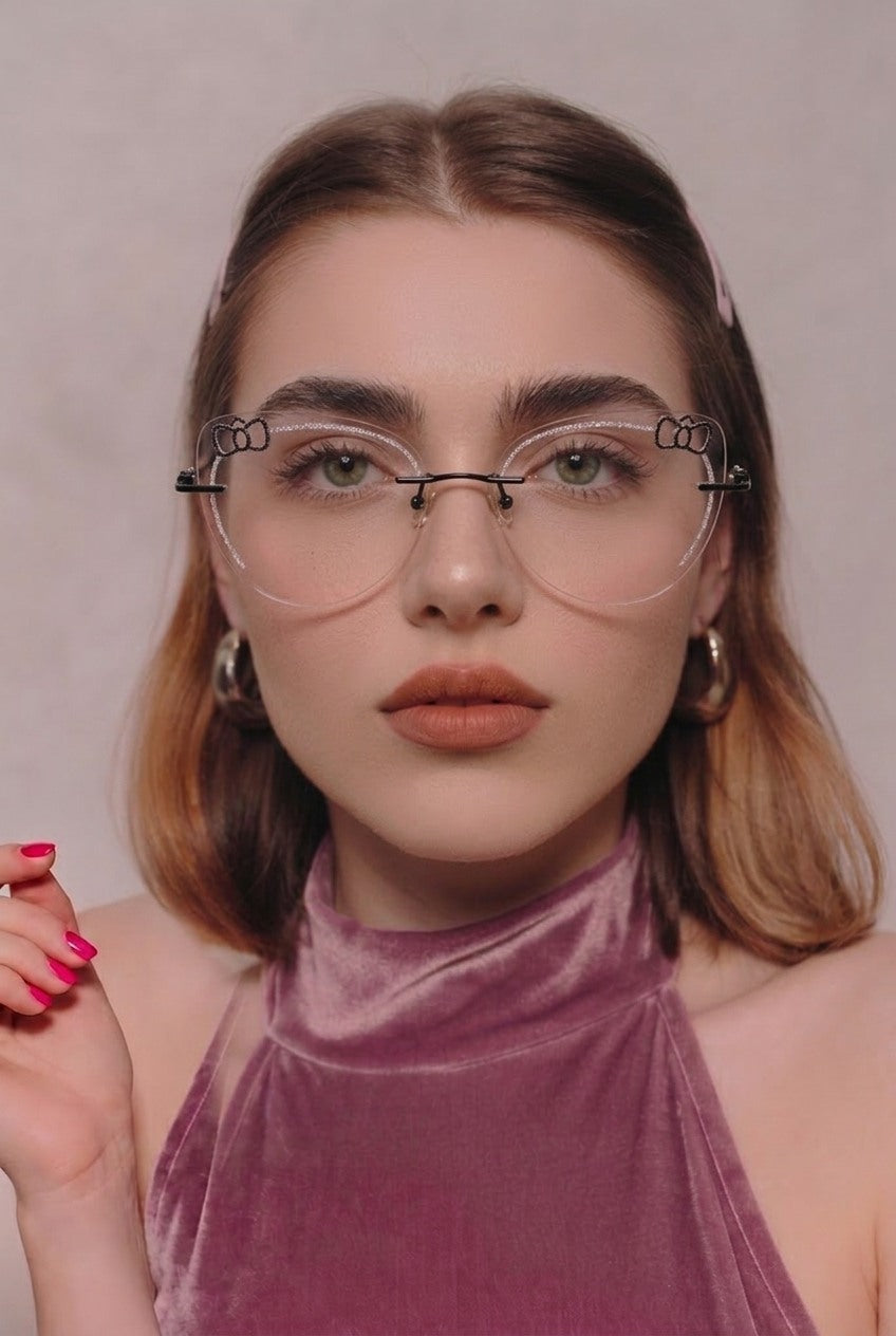 SPARKLING BOW ACCENT RIMLESS EYEWEAR