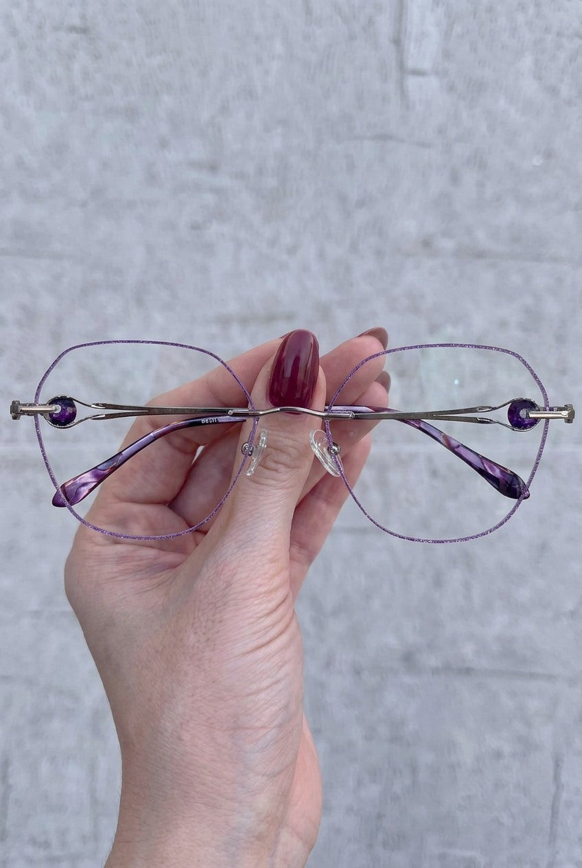 SPARKLING EMBELLISHED GEOMETRIC RIMLESS EYEWEAR