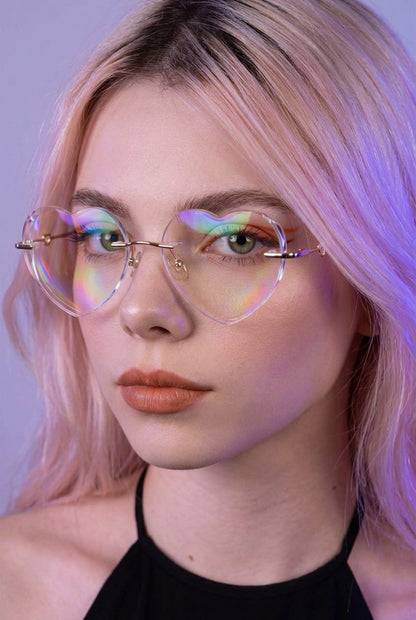 HEART SHAPED RIMLESSBEVELED EYEWEAR