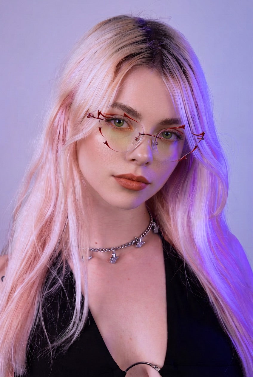 SCULPTED RIMLESSEYEWEAR WITH GLITTER ACCENTS