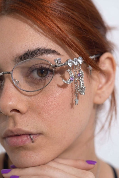 ASYMMETRICAL CHARM EMBELLISHED OVAL EYEWEAR