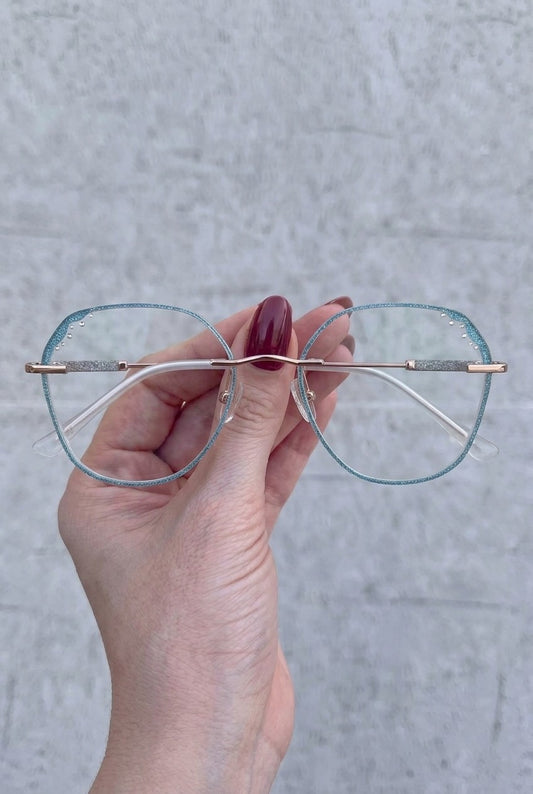 SPARKLING ACCENT GEOMETRIC RIMLESS EYEWEAR
