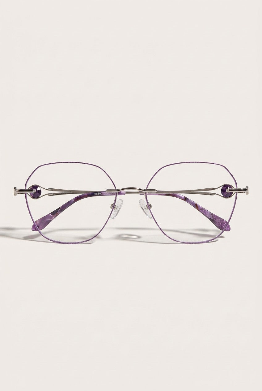 SPARKLING EMBELLISHED GEOMETRIC RIMLESS EYEWEAR