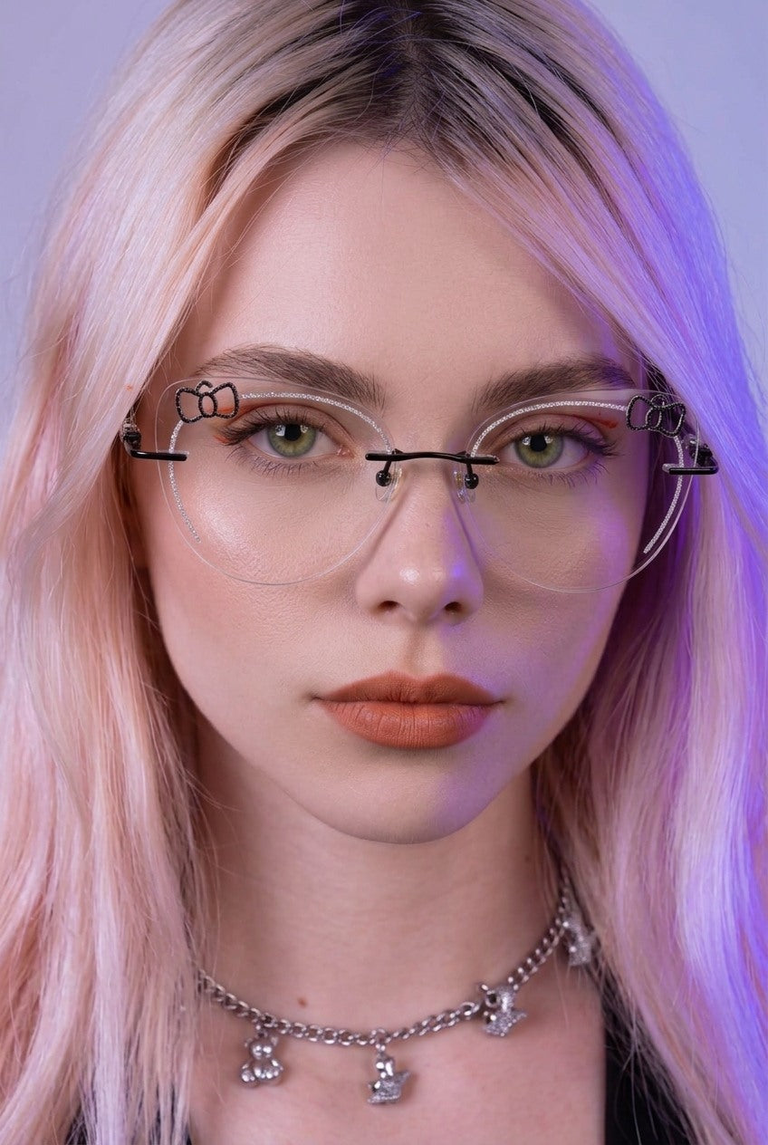 SPARKLING BOW ACCENT RIMLESS EYEWEAR