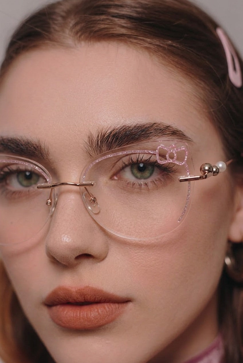 SPARKLING BOW ACCENT RIMLESS EYEWEAR