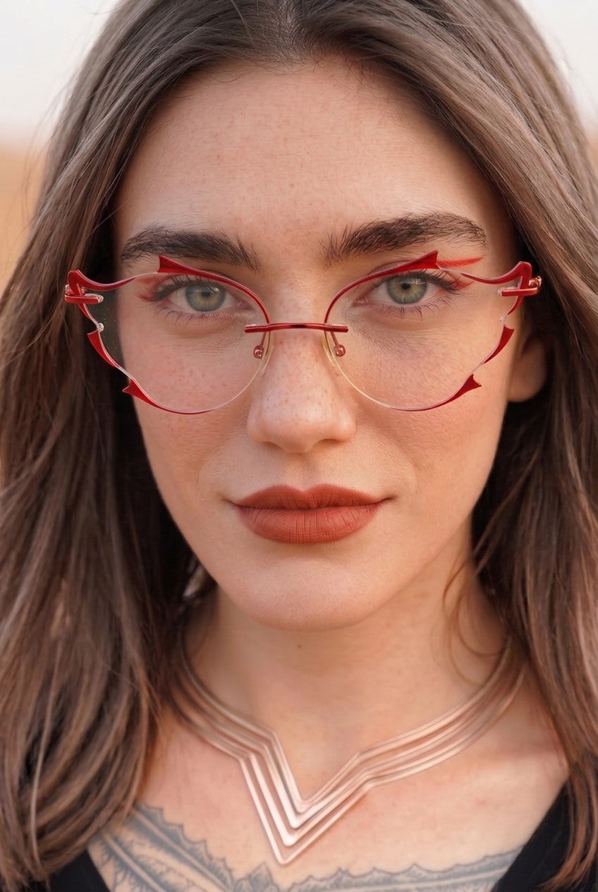 SCULPTED RIMLESSEYEWEAR WITH GLITTER ACCENTS