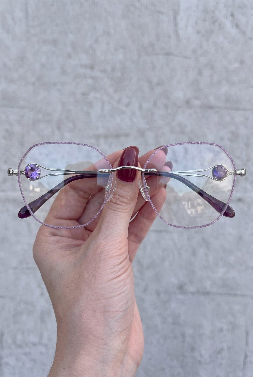 SPARKLING EMBELLISHED GEOMETRIC RIMLESS EYEWEAR