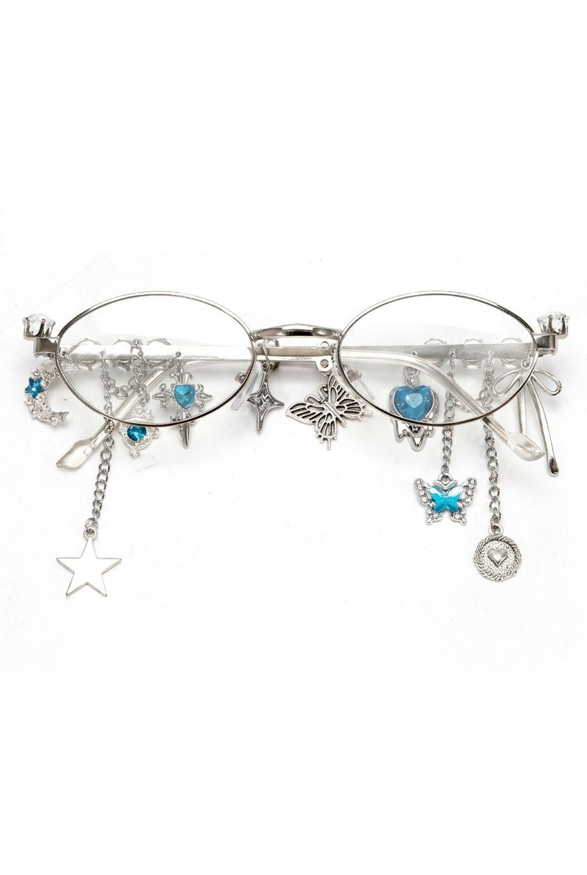 ASYMMETRICAL CHARM EMBELLISHED OVAL EYEWEAR