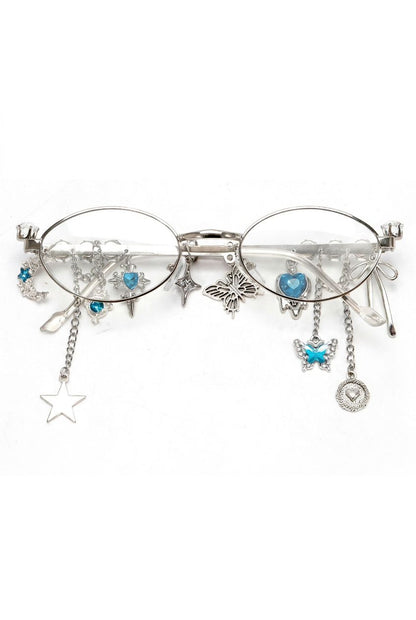 ASYMMETRICAL CHARM EMBELLISHED OVAL EYEWEAR