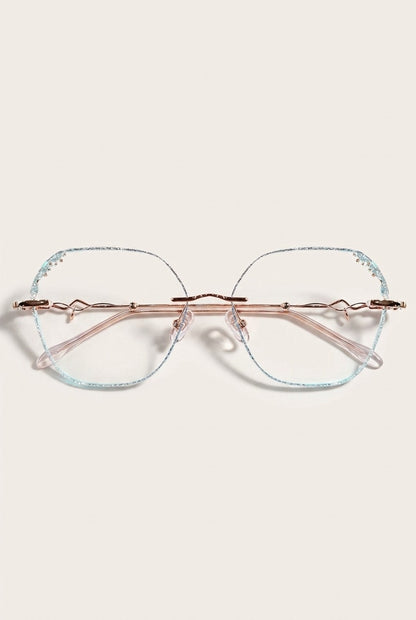 SPARKLING ACCENT GEOMETRIC RIMLESS EYEWEAR