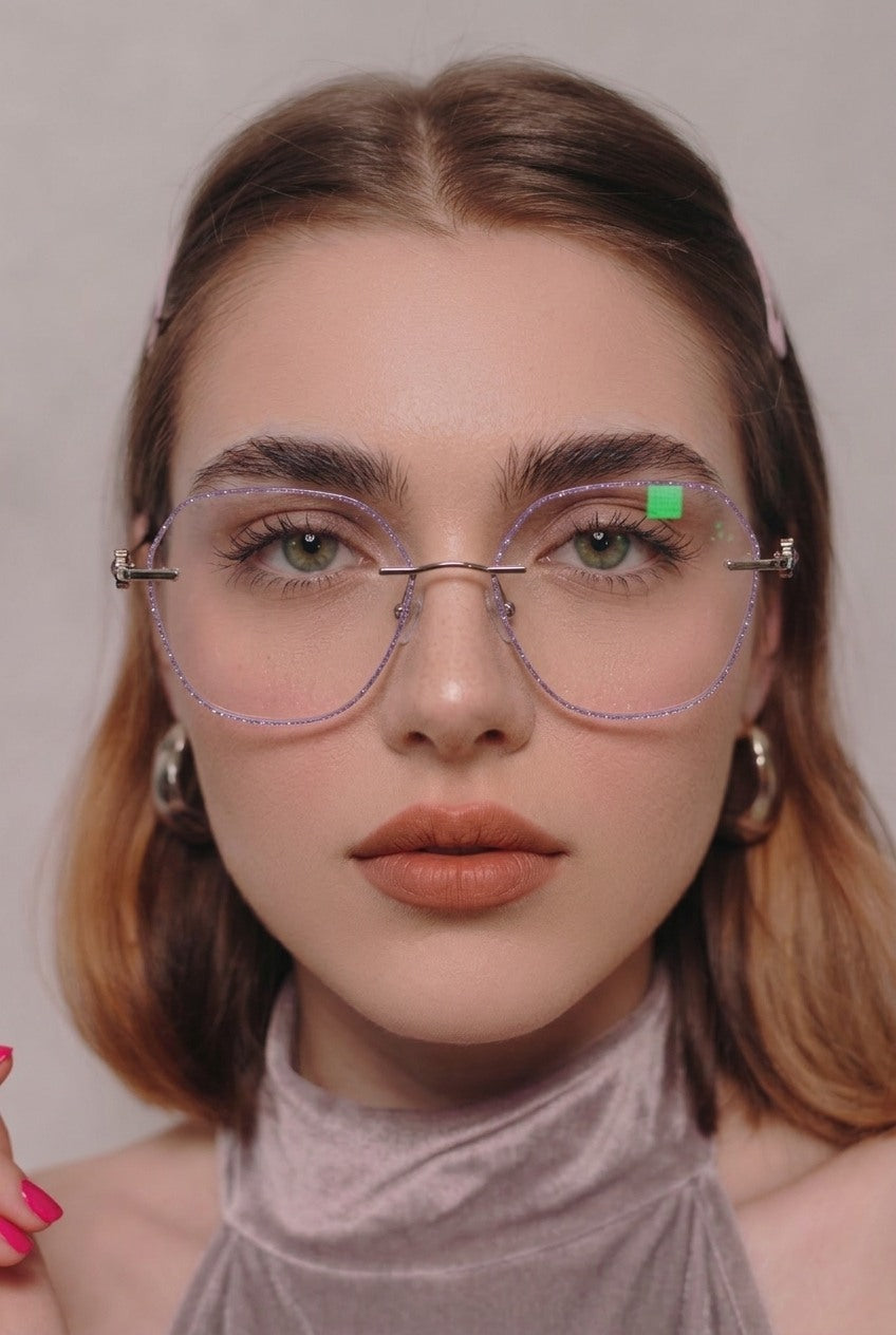 SPARKLING EMBELLISHED GEOMETRIC RIMLESS EYEWEAR