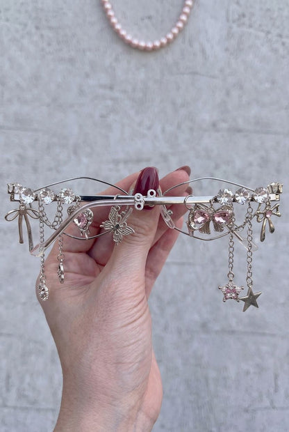 ASYMMETRICAL CHARM EMBELLISHED OVAL EYEWEAR