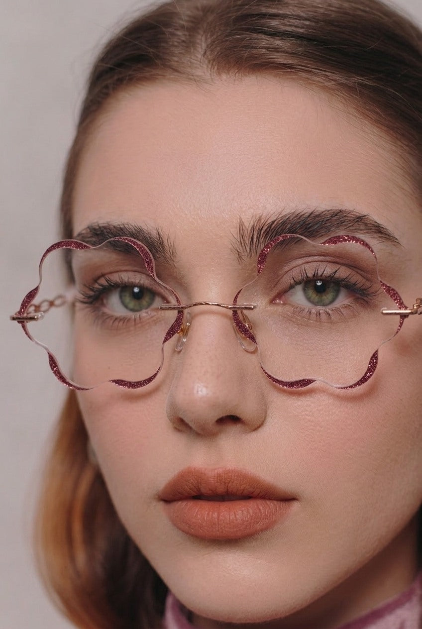SPARKLING SCALLOPED RIMLESS EYEWEAR