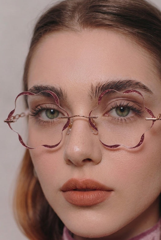 SPARKLING SCALLOPED RIMLESS EYEWEAR