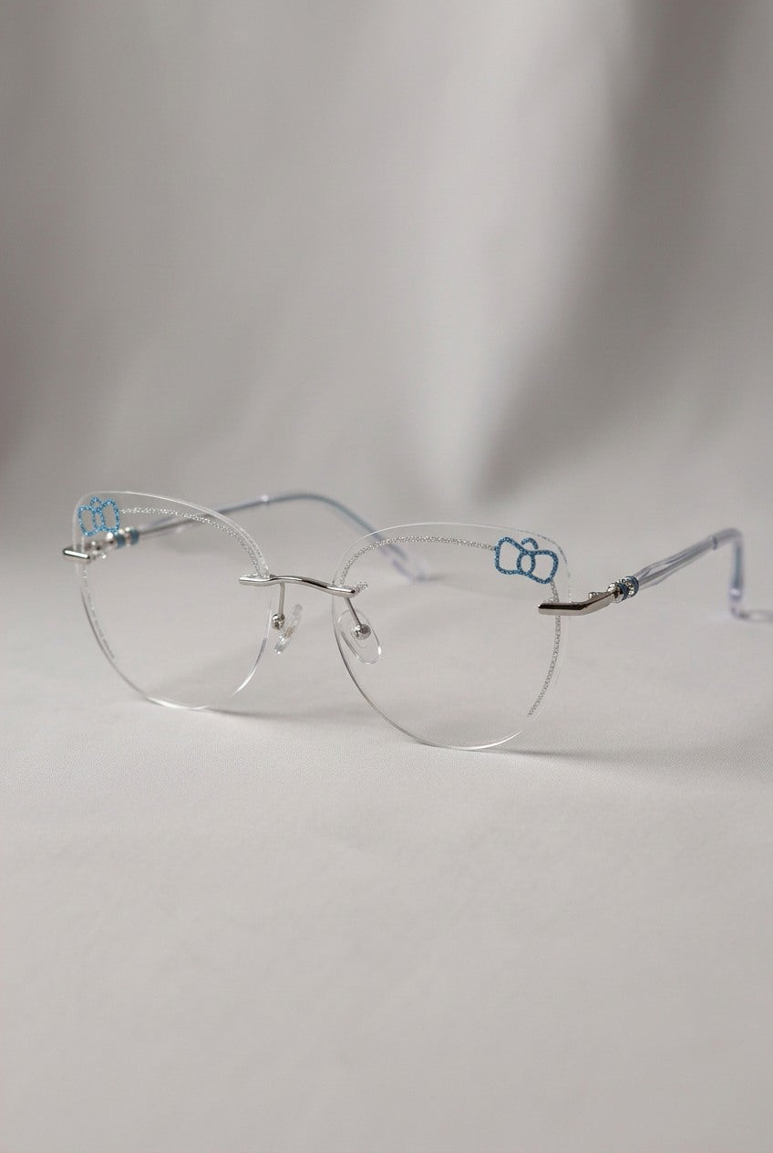 SPARKLING BOW ACCENT RIMLESS EYEWEAR
