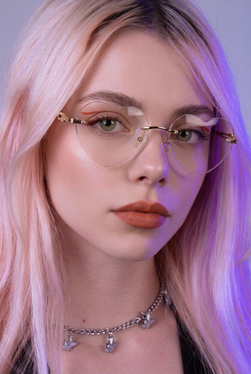 FACETED HEART RIMLESSSTATEMENT EYEWEAR