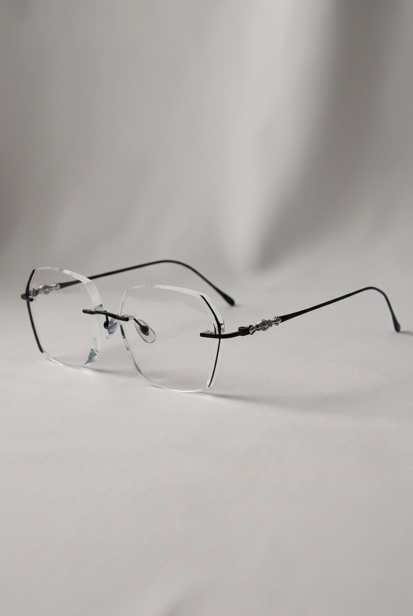 ARCHITECTURAL GEOMETRIC RIMLESS STATEMENT EYEWEAR