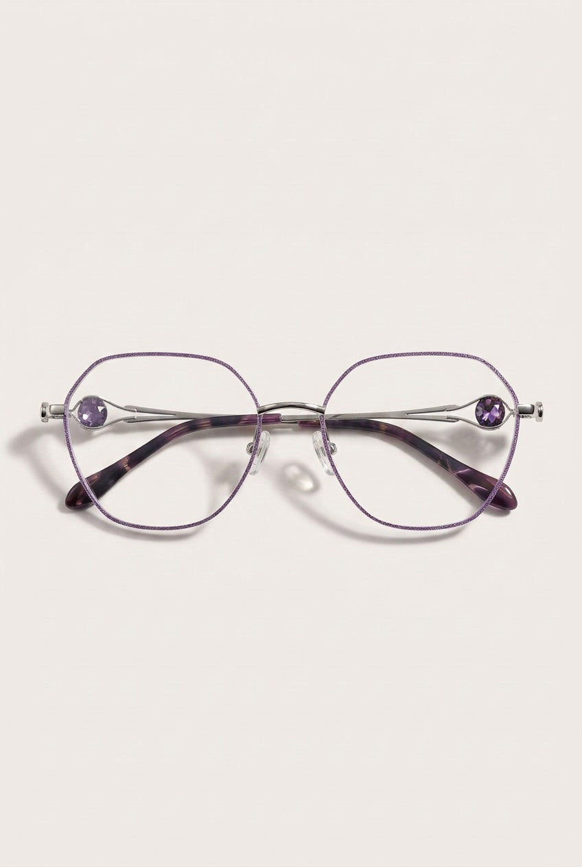 SPARKLING EMBELLISHED GEOMETRIC RIMLESS EYEWEAR