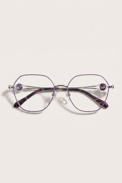 SPARKLING EMBELLISHED GEOMETRIC RIMLESS EYEWEAR