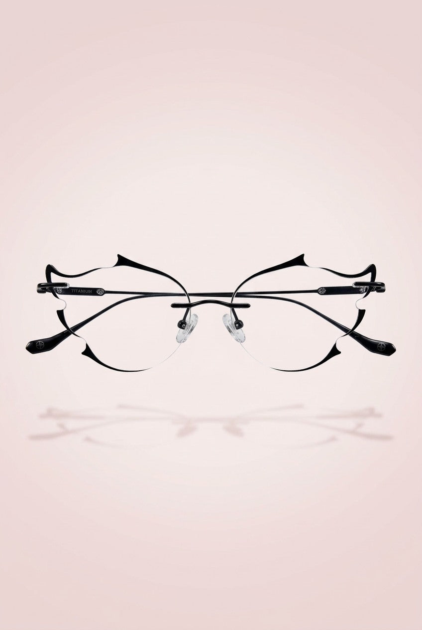 SCULPTED RIMLESSEYEWEAR WITH GLITTER ACCENTS