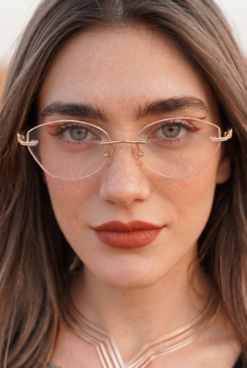 SPARKLING RIMLESS GEOMETRIC EYEWEAR