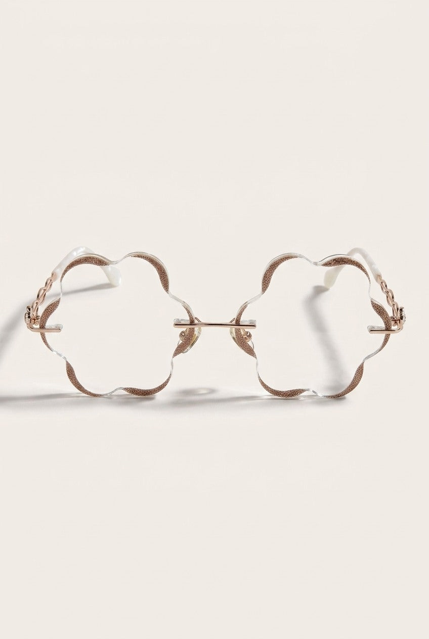 SPARKLING SCALLOPED RIMLESS EYEWEAR