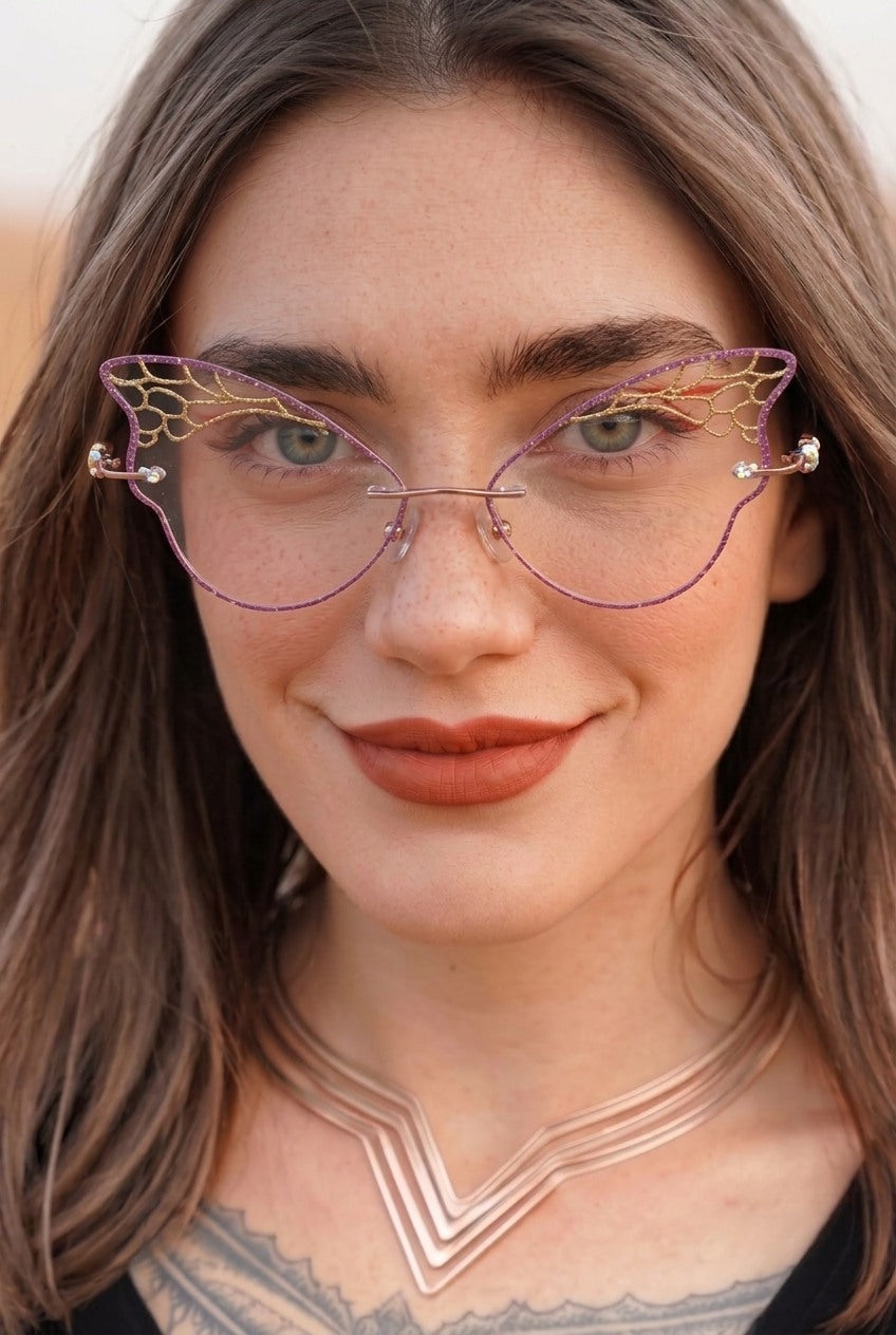 ETHEREAL BUTTERFLY WING RIMLESS EYEWEAR