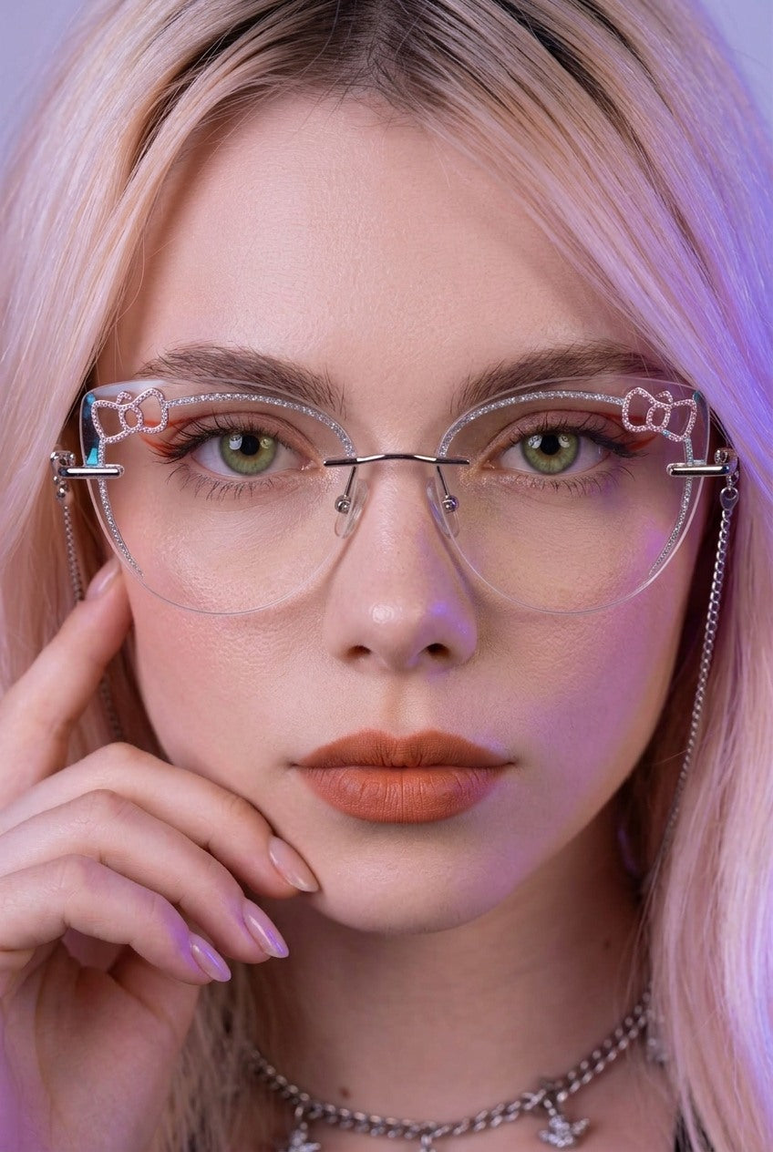 SPARKLING BOW ACCENT RIMLESS EYEWEAR