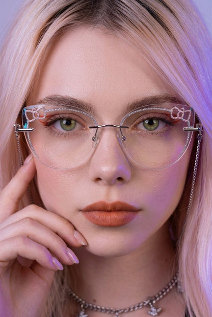 SPARKLING BOW ACCENT RIMLESS EYEWEAR
