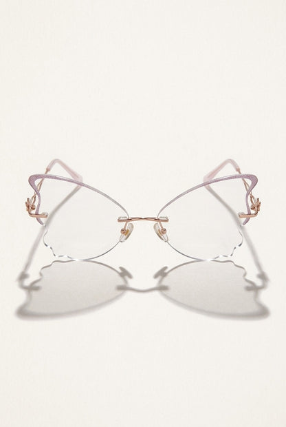 SHIMMERING BUTTERFLY WING RIMLESS STATEMENT EYEWEAR
